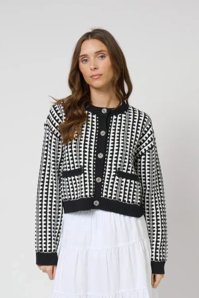 Central Park West Skye Scallop Stitch Cardi In Black