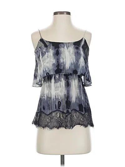 Pre-owned Central Park West Sleeveless Silk Top Blue Cold Shoulder Neckline Tops