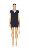 Central Park West Sleeveless Twofer Dress In Navy