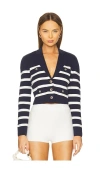 Central Park West Stripe Knit Blazer In Navy