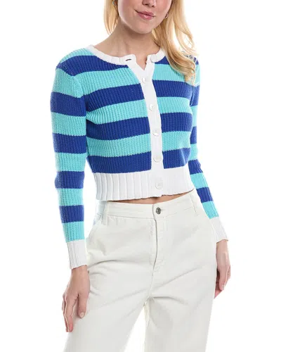 Central Park West Striped Cardigan In Blue