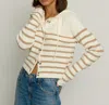 Central Park West Striped Dickey Sweater Jacket In Ivory Combo In White