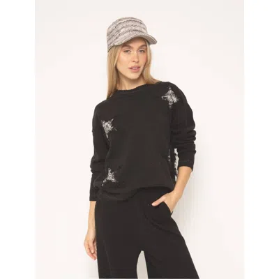 Central Park West Talullah Frayed Star Crew In Black