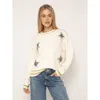 Central Park West Talullah Frayed Star Crew In Ivory