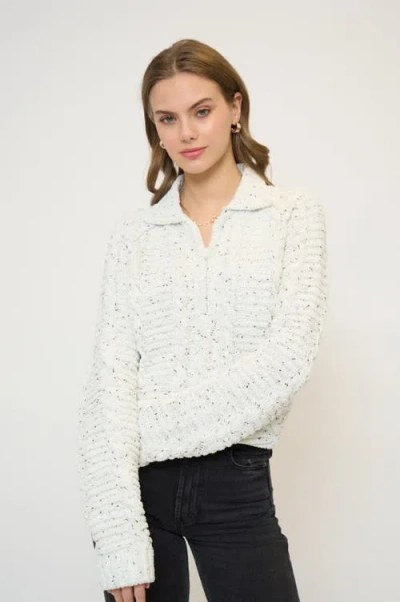 Central Park West Tasha Cable Chenille Half Zip In White