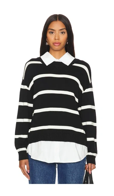 Central Park West Tessa Crewneck Twofer In 黑色条纹