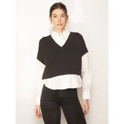 Central Park West Tessa Crop Vneck Twofer In Black