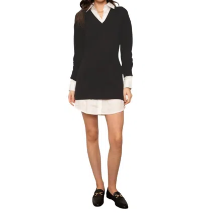 Central Park West Tessa Twofer Sweater Dress In Black