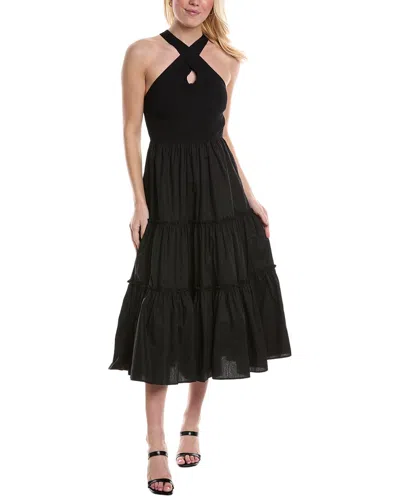Central Park West Tiered Maxi Dress In Black