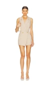 Central Park West Trench Details Romper In Khaki In Brown