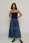 Central Park West Tube Dress With Wovenkirt In Blue