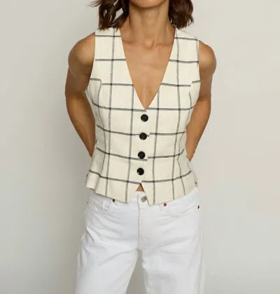 Central Park West Two Tone Linen Vest In White