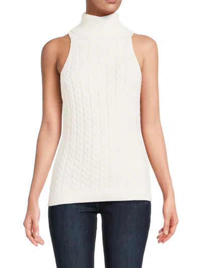 Central Park West Women's Ambrose Cable Knit Sweater Vest In Ivory