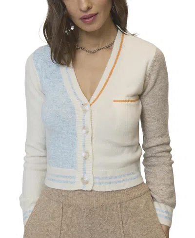 CENTRAL PARK WEST WOMEN'S ASH COLORBLOCKED CARDIGAN