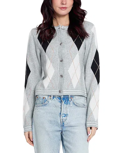 Central Park West Women's Astrid Argyle Cardigan In Gray