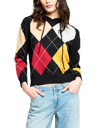 Central Park West Women's Astrid Argyle Hoodie In Black