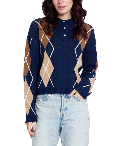 Central Park West Women's Astrid Argyle Twofer In Blue