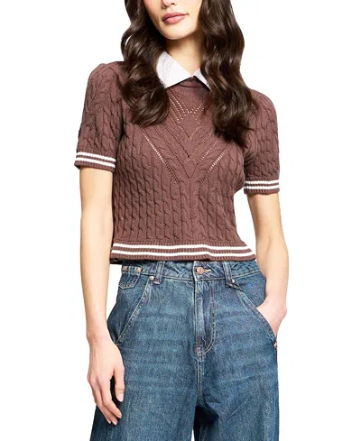 Central Park West Women's Birch Cable Mitered Twofor In Brown