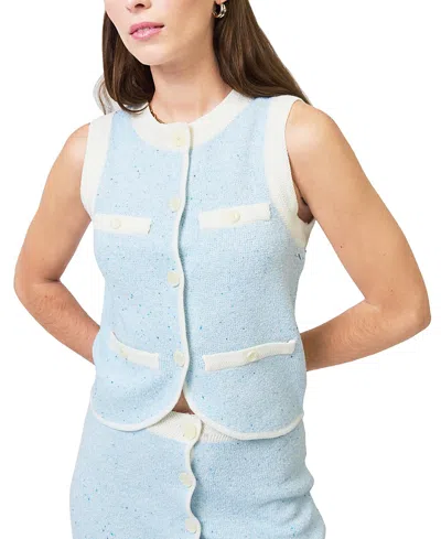 Central Park West Women's Celeste Tweed Yarn Vest In Blue
