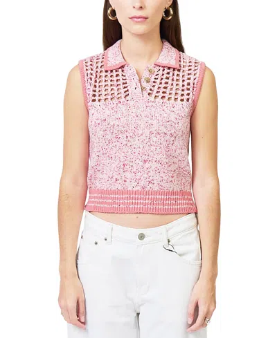Central Park West Women's Clover Sleeveless Mesh Polo In Pink