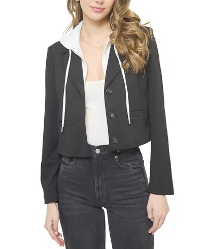 Central Park West Women's Cropped Fitted Dickey Jacket In Black