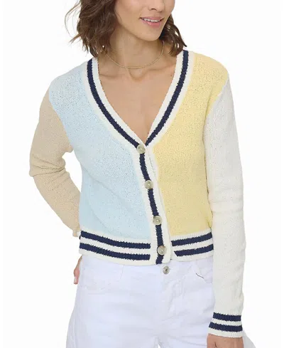 Central Park West Women's Daphne Varsity Stripe Cardigan In Yellow