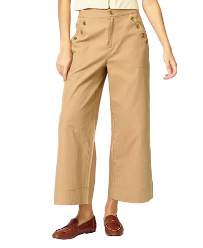 Central Park West Women's Dean Straight Leg Button Pant In Brown