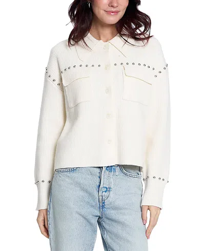 Central Park West Women's Felix Studded Sweater Jacket In Neutral