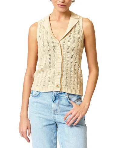 Central Park West Francie Mesh Stitch Sleeveless Vest In Brown