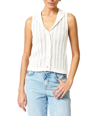Central Park West Francie Mesh Stitch Sleeveless Vest In White