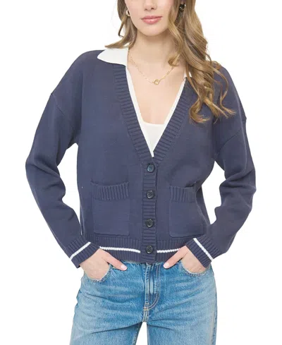 Central Park West Women's Franki Collared Twofor Cardi In Blue