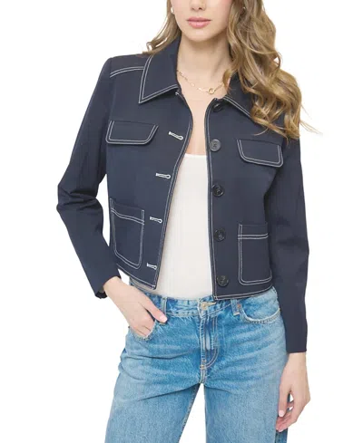 Central Park West Franki Topstitch Lady Jacket In Blue