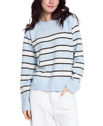Central Park West Women's Isla Striped Oversized Raglan Sweatshirt In Blue