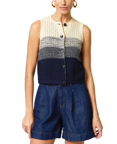 Central Park West Women's Jacy Gradient Crochet Vest In Blue