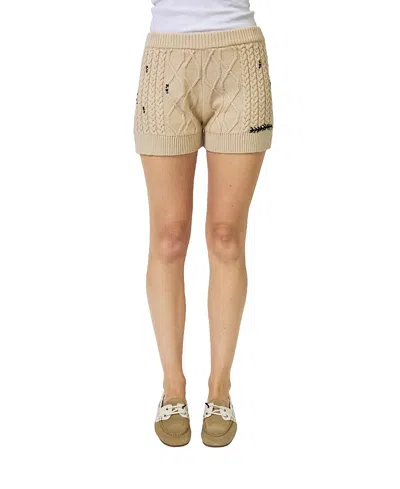 Central Park West Jaden Embroidered Shorts In Brown