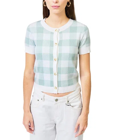 Central Park West Women's Laurel Gingham Jaquard Cardigan In Green