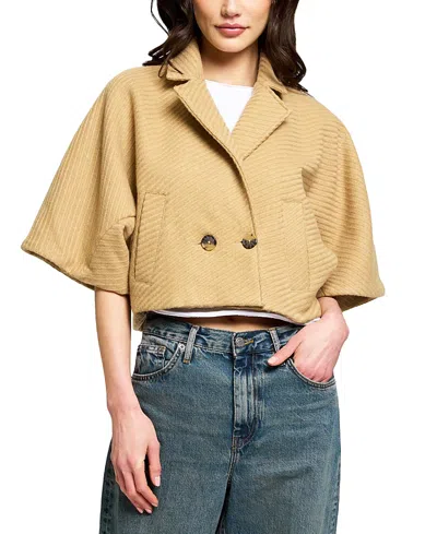 Central Park West Women's Lyla Short Sleeve Cape Jacket In Brown