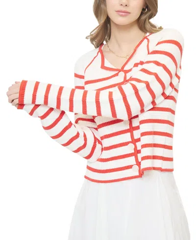 Central Park West Maisie Collarless Sweater Jacket In White