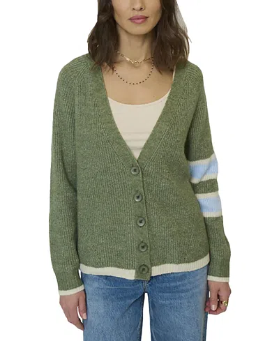 Central Park West Marley Varsity Cardigan In Green