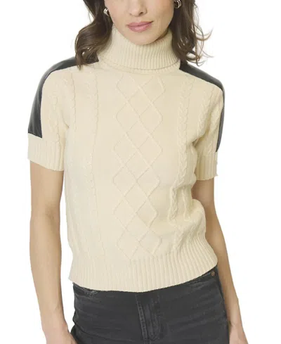 Central Park West Women's Naomi Cable T-neck Sweater In Gray