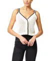 Central Park West Noa Crochet Button Tank In White