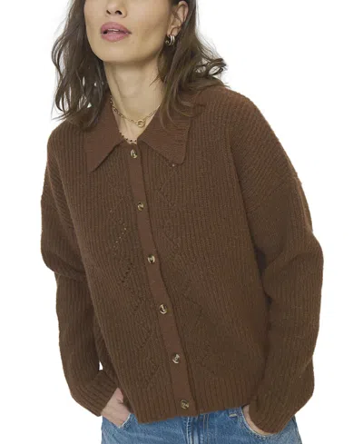 Central Park West Olivia Pointelle Polo In Brown