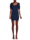 CENTRAL PARK WEST WOMEN'S OPEN KNIT SLEEVE RIBBED MINI DRESS