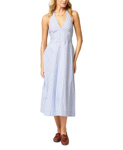 Central Park West Ora Poplin Stripe Halter Dress In Multi