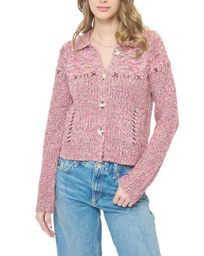 Central Park West Women's Parker Marled Collared Cardigan In Pink