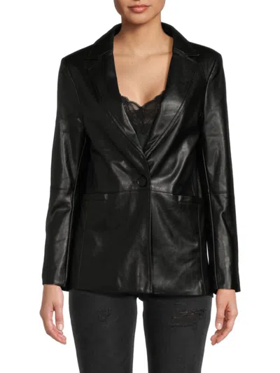 Central Park West Women's Perry Faux Leather Blazer In Black