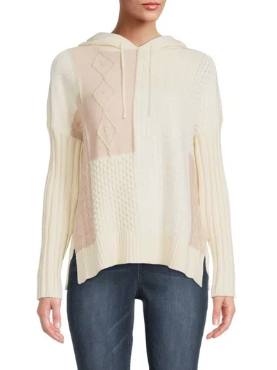 Central Park West Women's Reese Mixed Knit Sweater In Beige Nude