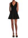 Central Park West Women's Ribbed Fit & Flare Mini Dress In Black