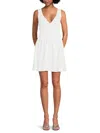 Central Park West Women's Ribbed Fit & Flare Mini Dress In White
