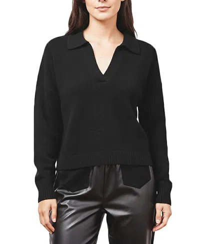 Central Park West Women's Robbie V-neck Polo In Black